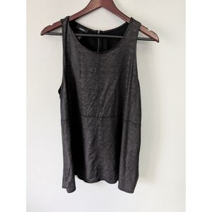 Alfani Sleeveless Snakeskin Metallic Print Black Dressy Tank With Zipper Large